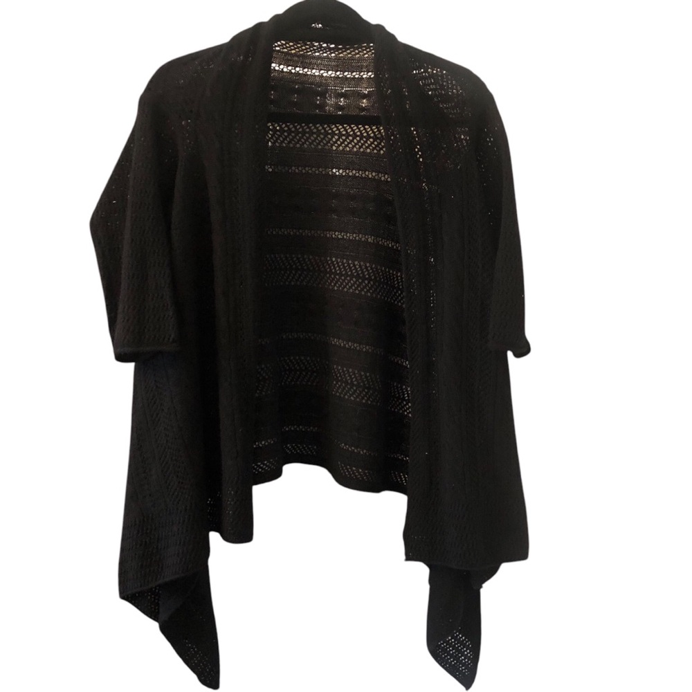 LINE the Label Black Knit Women's Cashmere Waterfall Cardigan Size Large NWOT